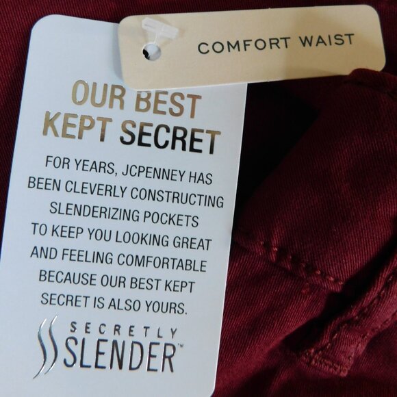 ST. JOHN’S BAY Secretly Slender Womens Straight Fit Pant Red Burgundy 8PS - Picture 6 of 7